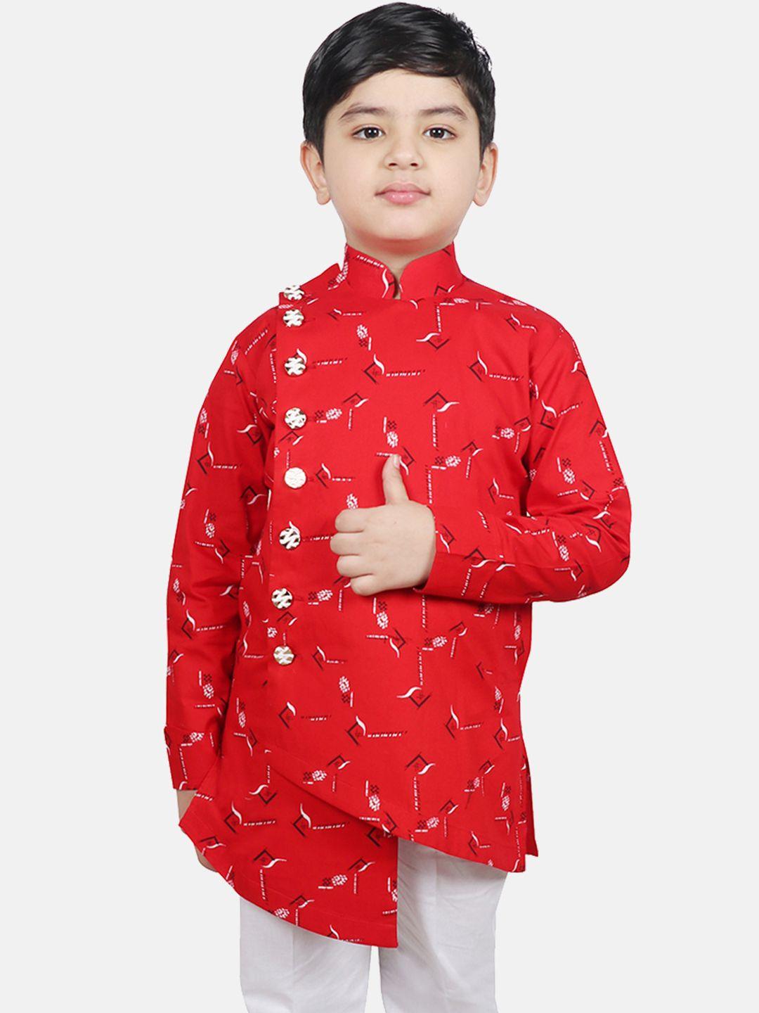 sg yuvraj boys red embroidered pathani kurta