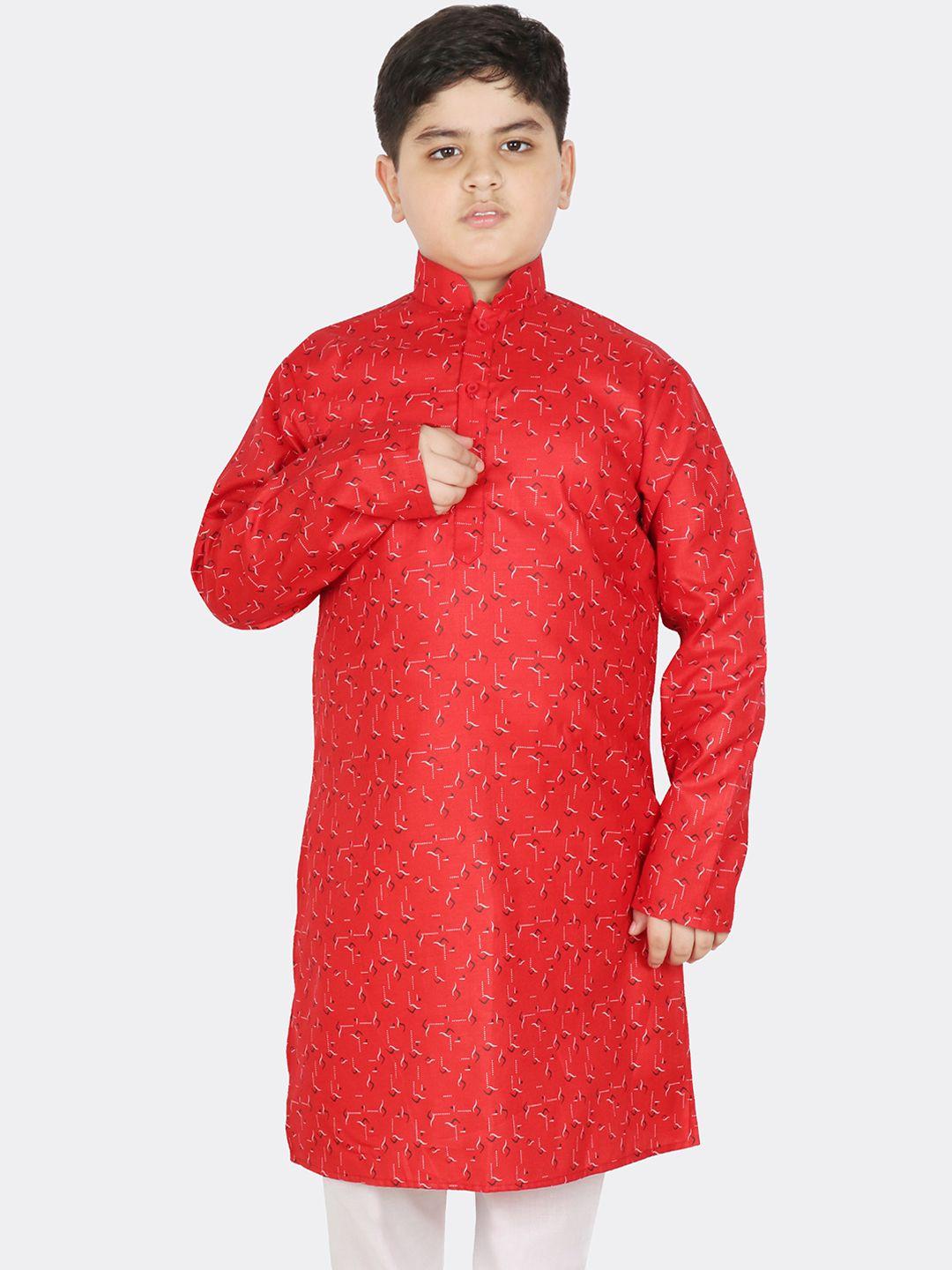 sg yuvraj boys red geometric printed kurta