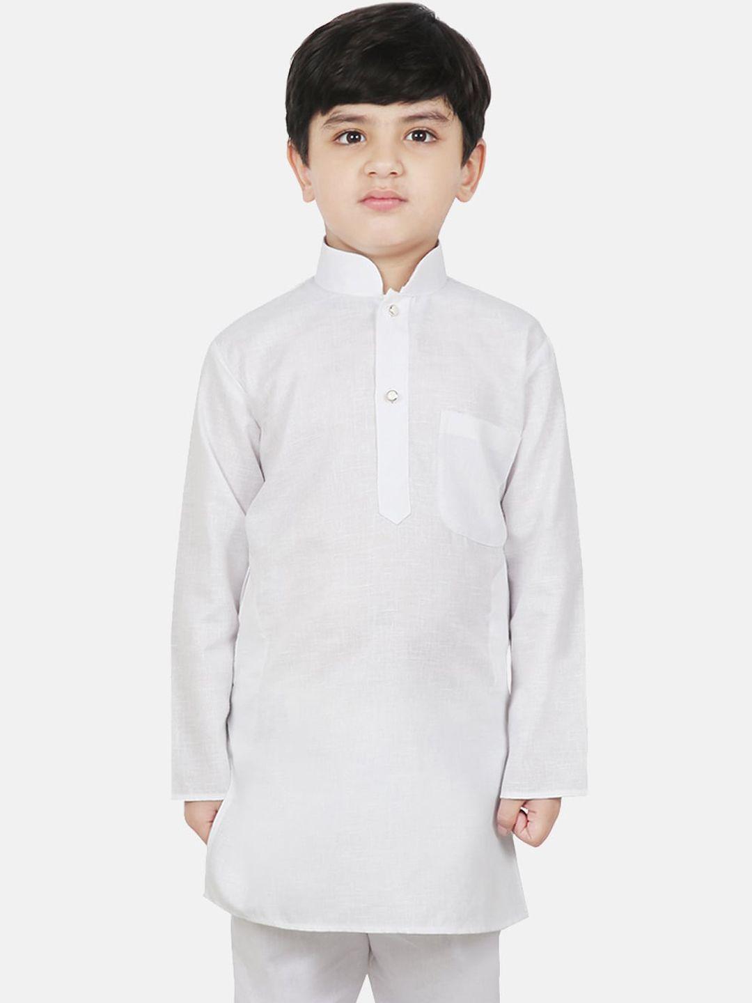 sg yuvraj boys white solid white straight kurta