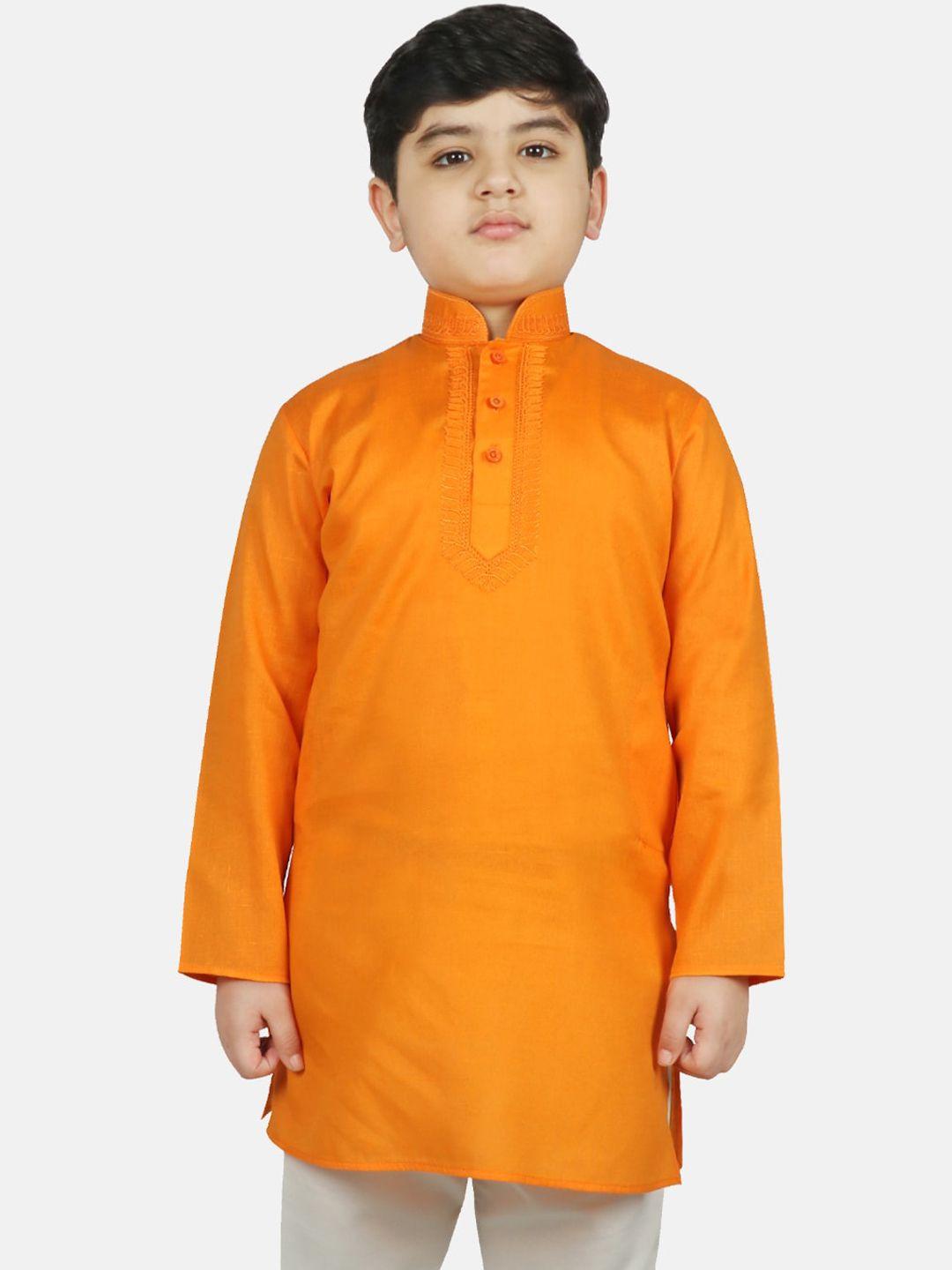 sg yuvraj boys yellow pure cotton kurta