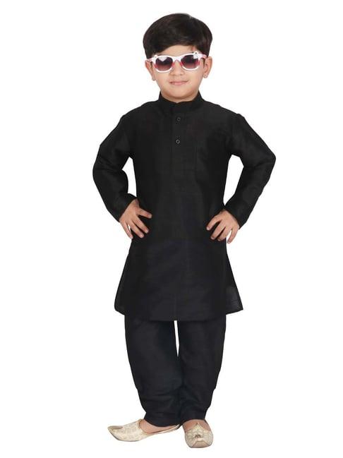 sg yuvraj kids black solid kurta with pyjama