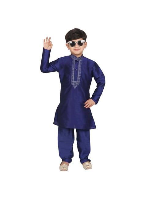 sg yuvraj kids blue embroidered kurta with pyjama