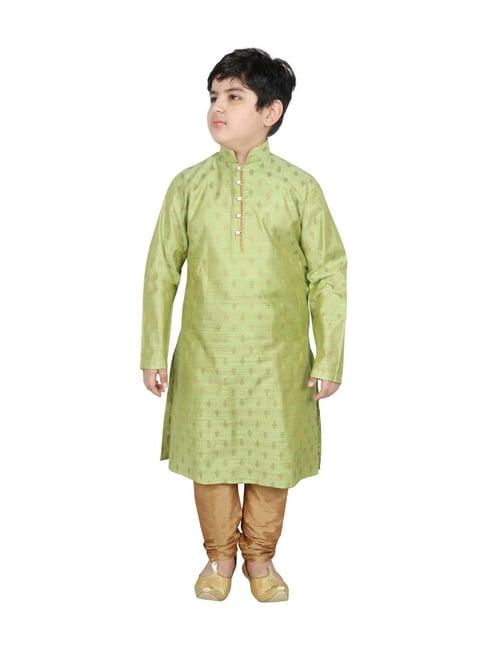 sg yuvraj kids green embroidered kurta set
