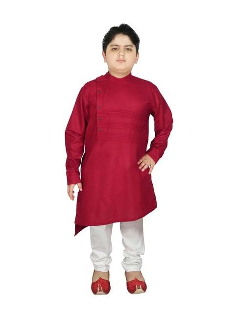 sg yuvraj kids maroon cotton kurta set