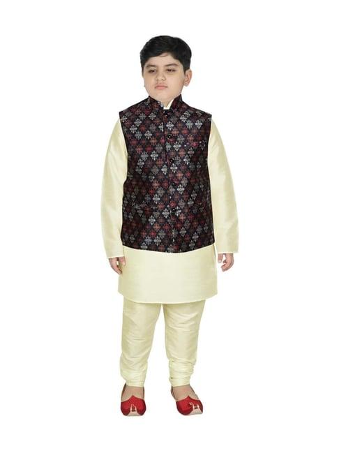 sg yuvraj kids navy & cream printed full sleeves kurta set