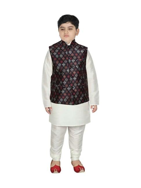 sg yuvraj kids navy & white printed full sleeves kurta set