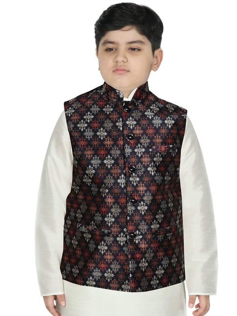 sg yuvraj kids navy checks nehru jacket