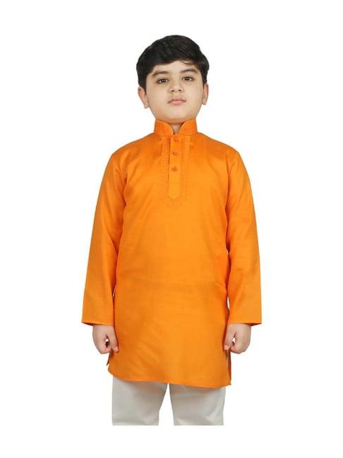 sg yuvraj kids orange cotton kurta