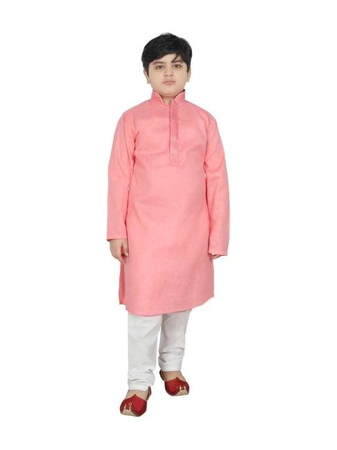sg yuvraj kids pink cotton kurta set