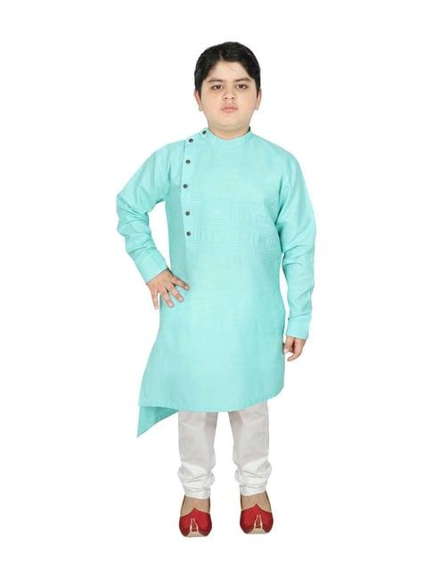 sg yuvraj kids turquoise cotton kurta set