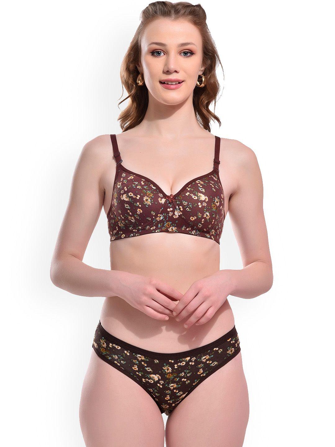 sgc sweden floral printed lingerie set