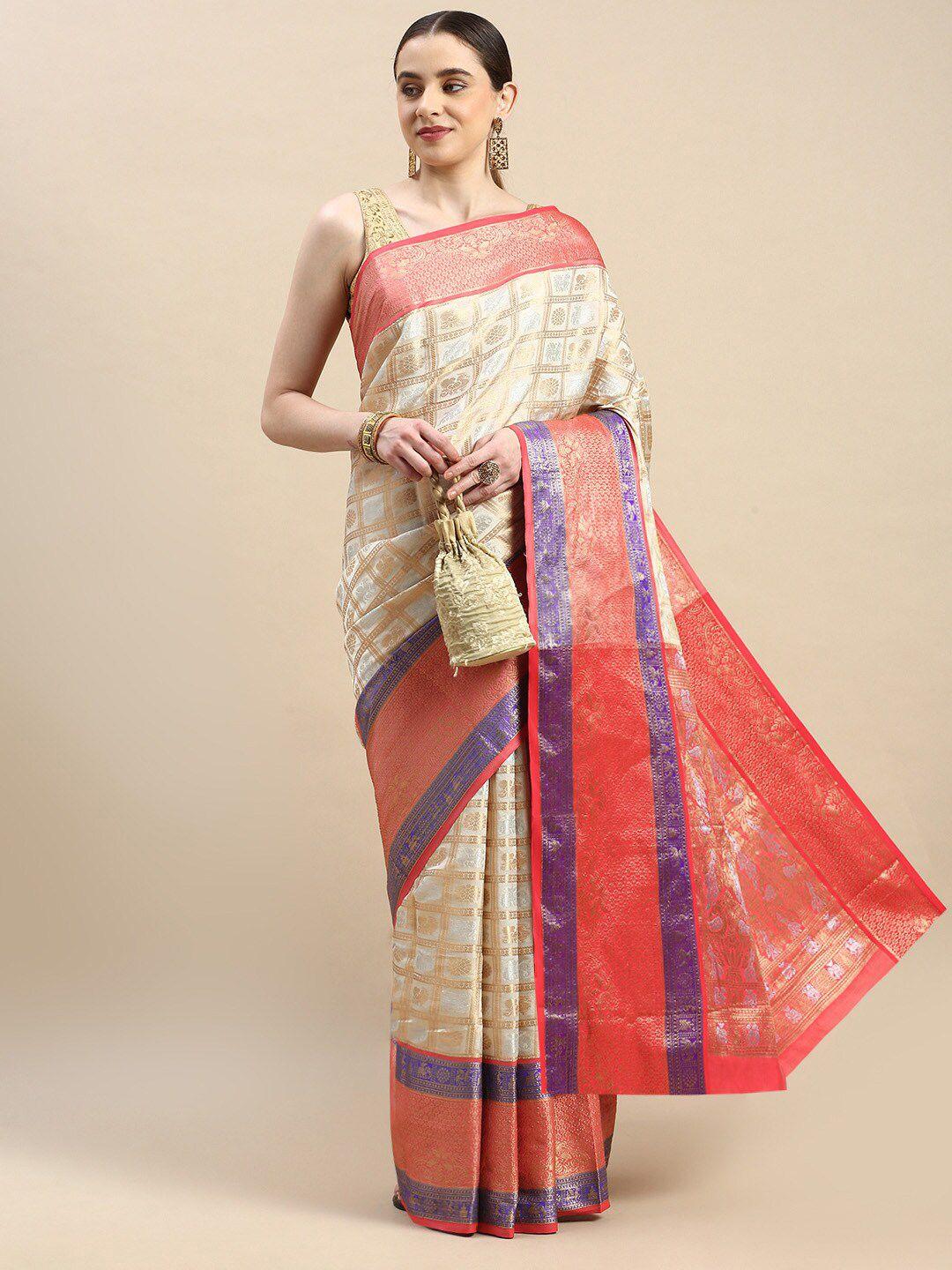 sgf11 ethnic motif woven design zari pure silk kanjeevaram saree