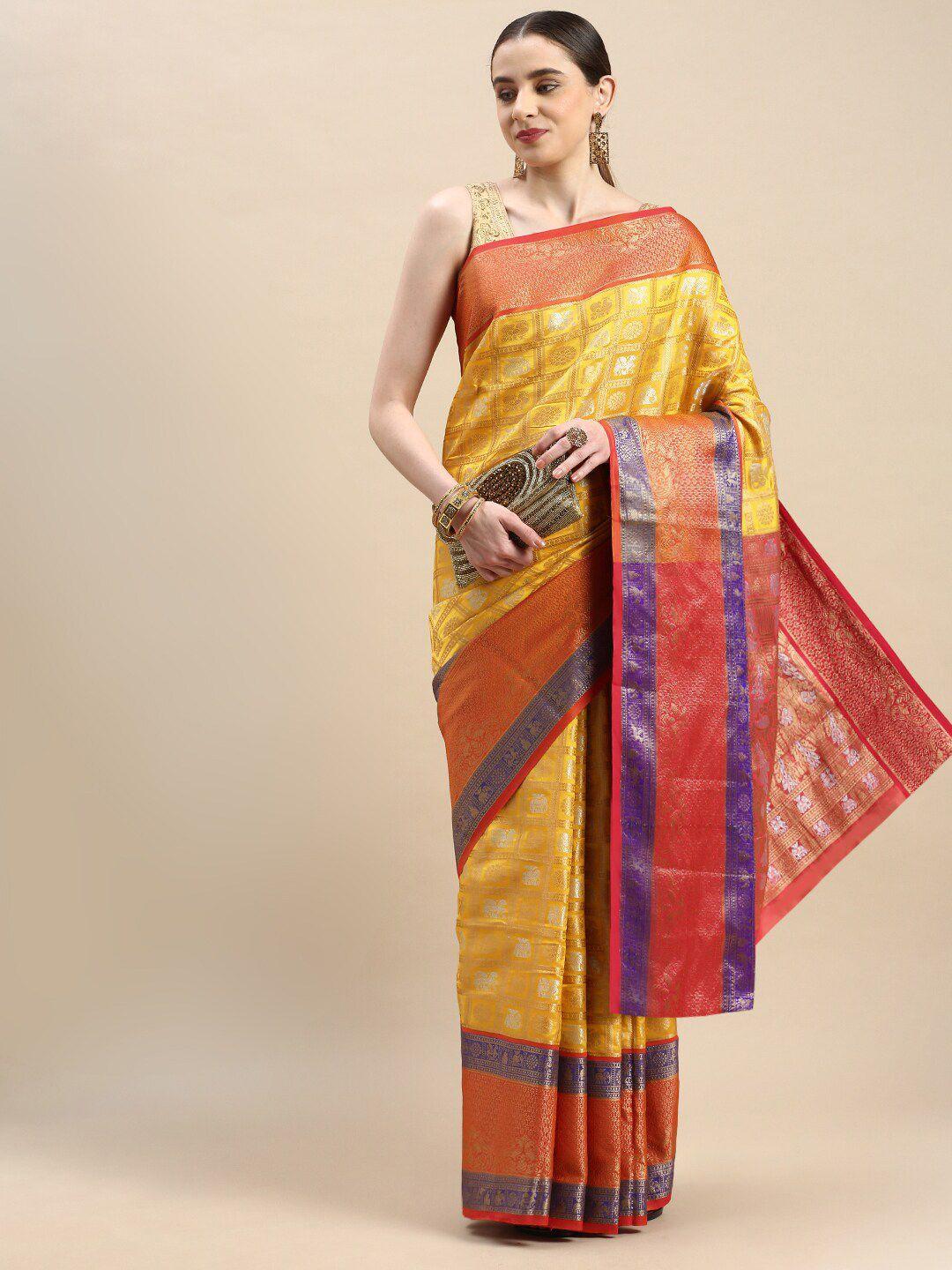 sgf11 ethnic motif woven design zari pure silk kanjeevaram saree