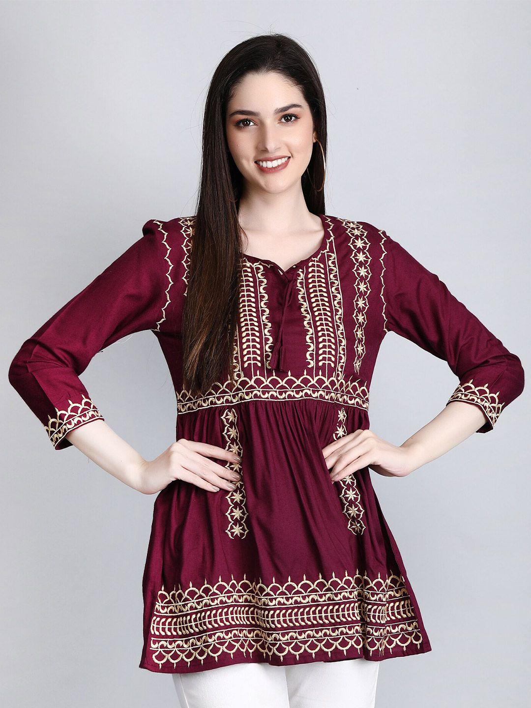 sgrf maroon embroidered top