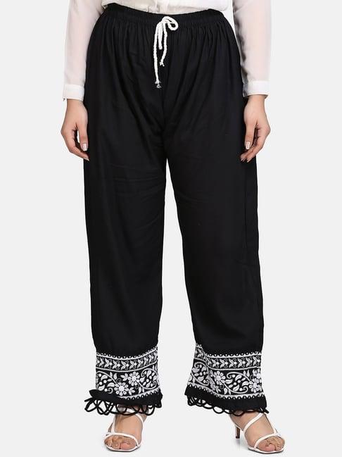 shades black embroidered pants