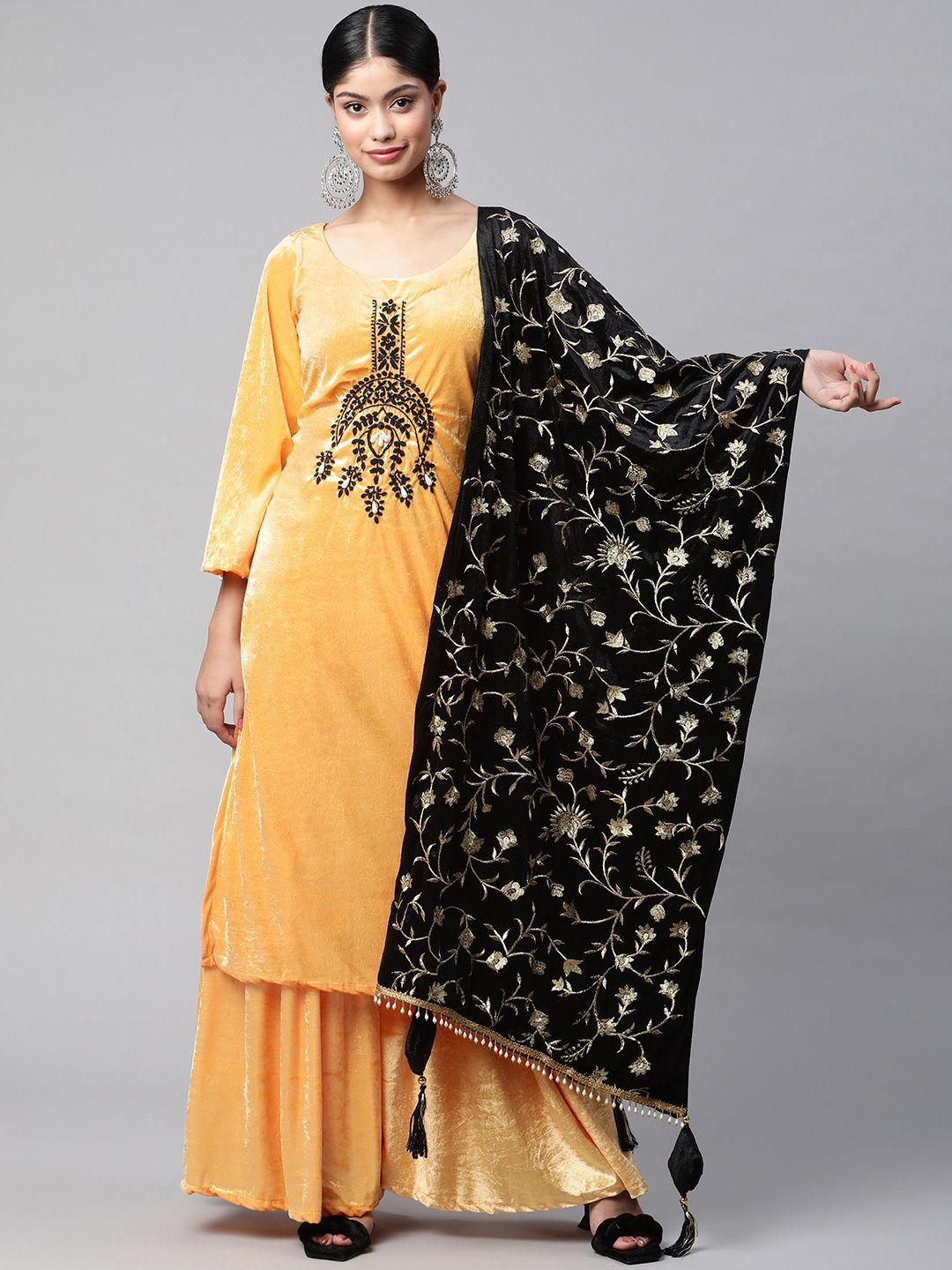 shades chikankari velvet dupatta with thread work