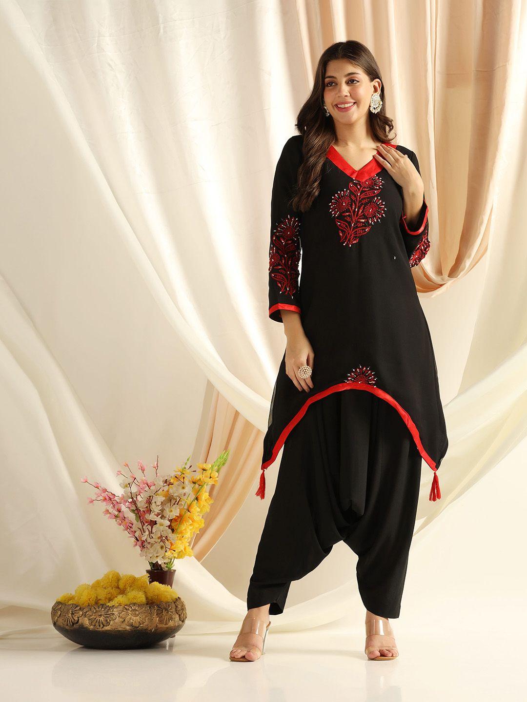 shades floral embroidered chikankari georgette kurta