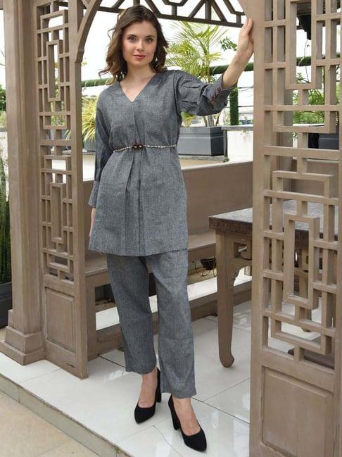 shades grey tunic pant set