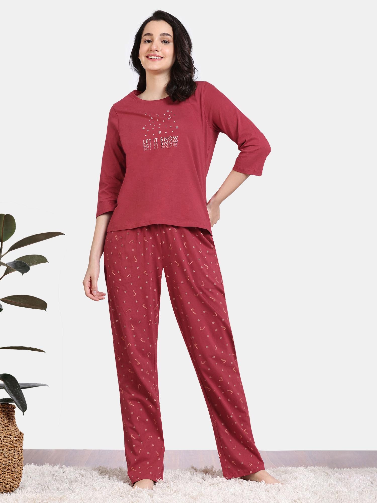 shades of joy knit cotton t-shirt and pyjama - lava falls