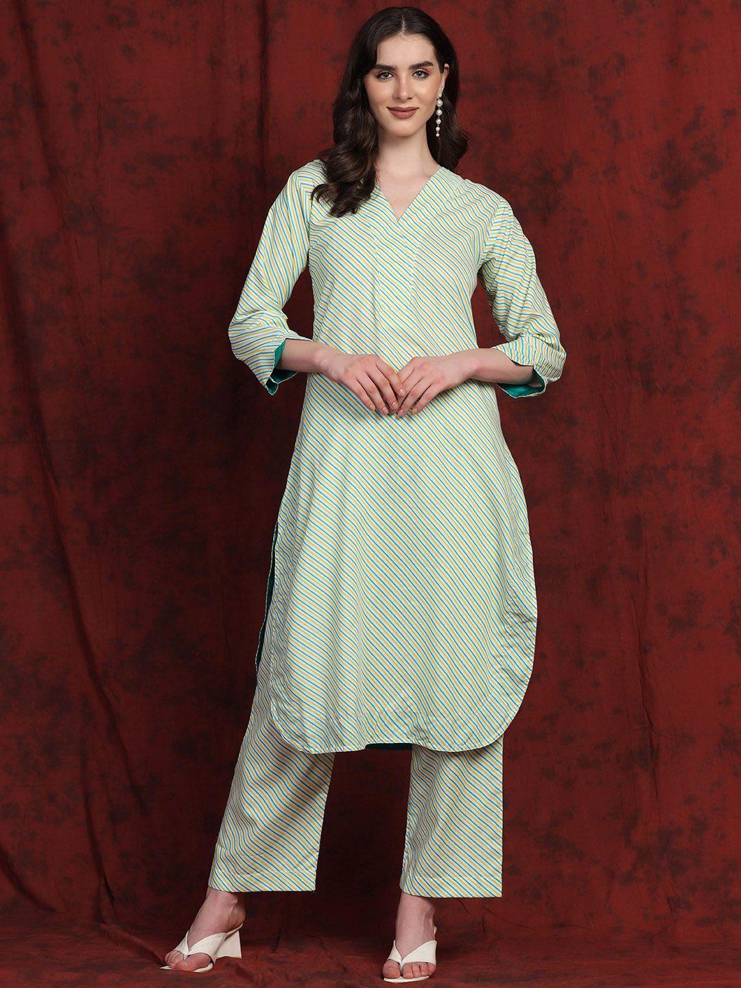 shades striped pure cotton kurta with palazzos