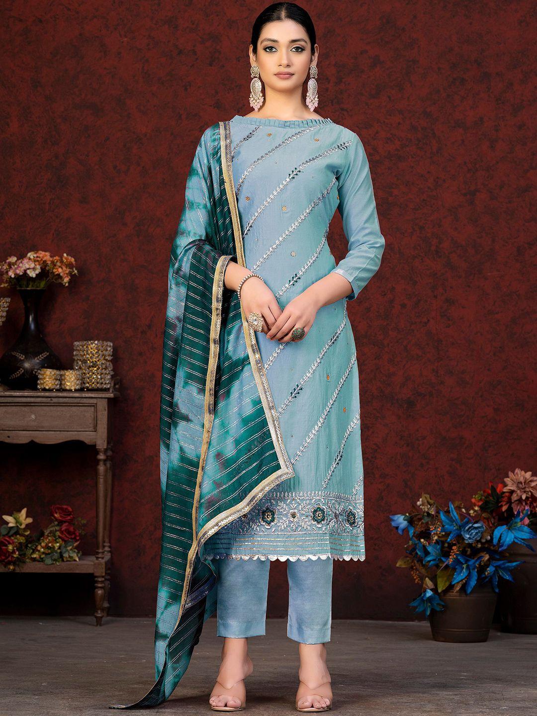 shadow & saining embroidered unstitched dress material