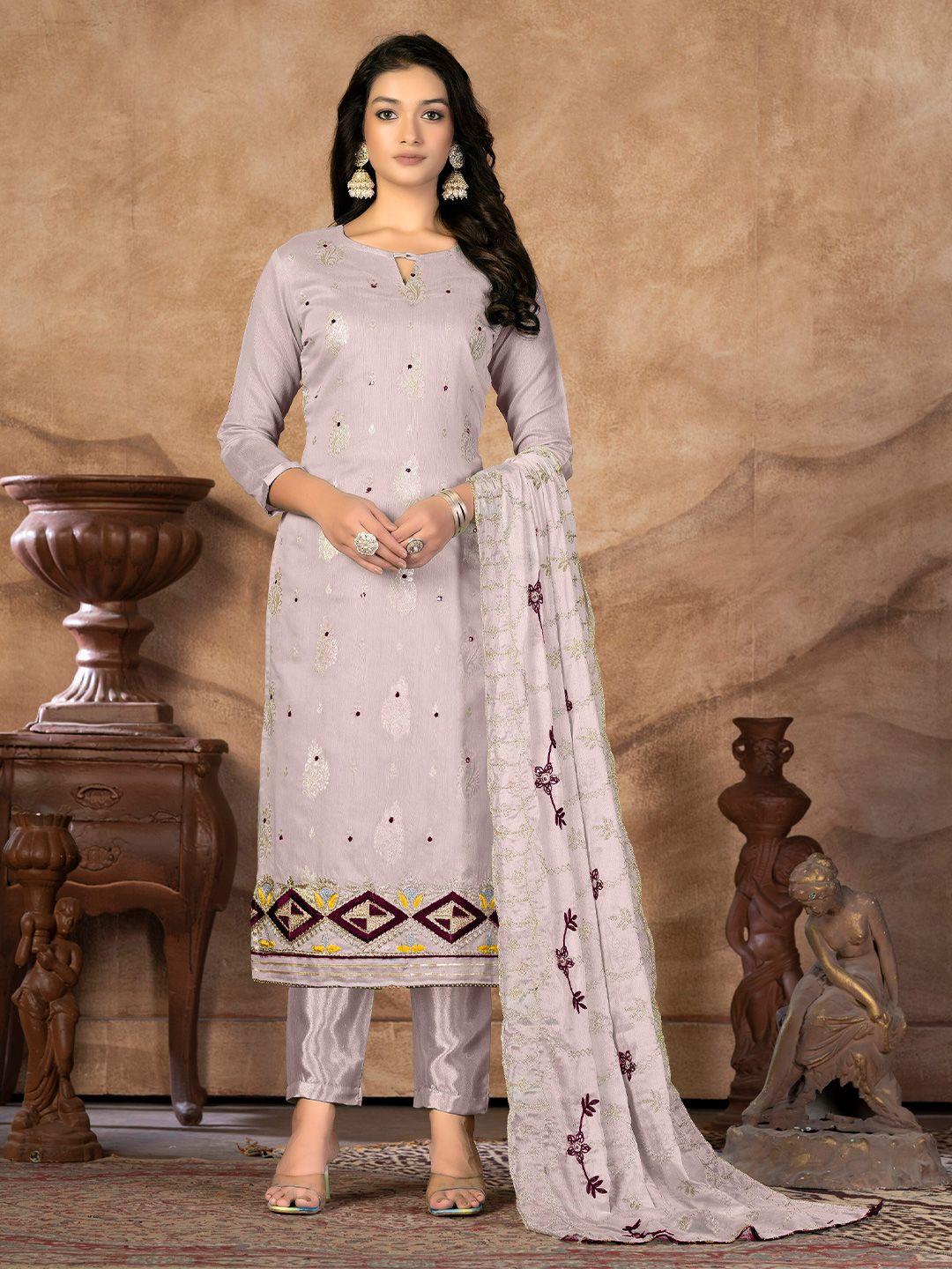 shadow & saining floral embroidered unstitched dress material