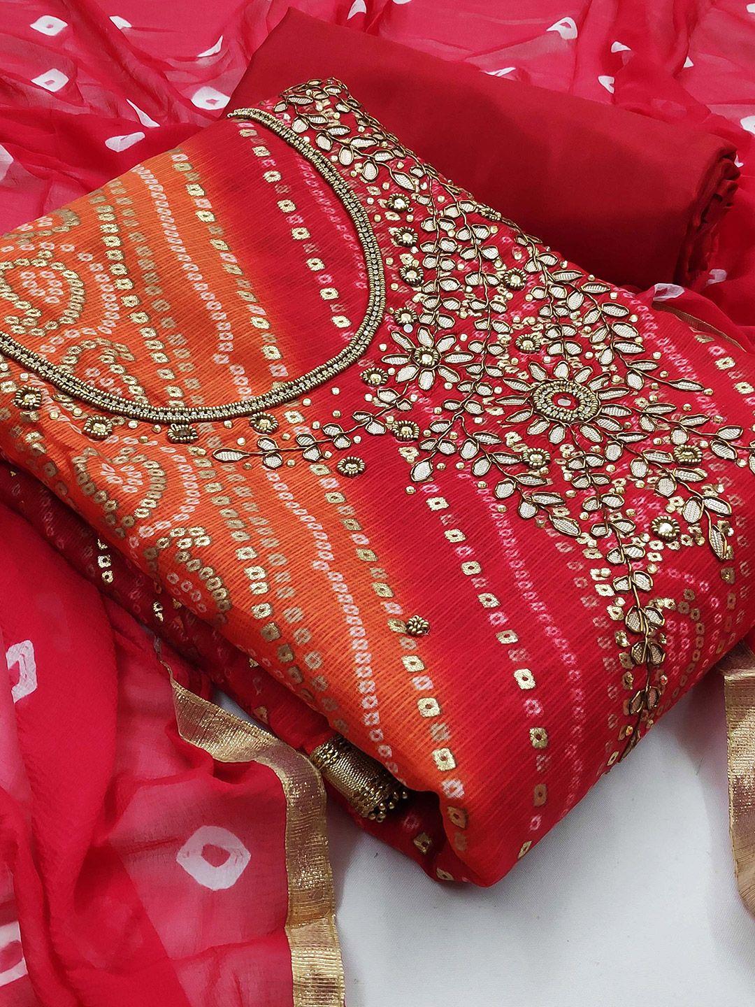 shadow & saining bandhani printed unstitched dress material