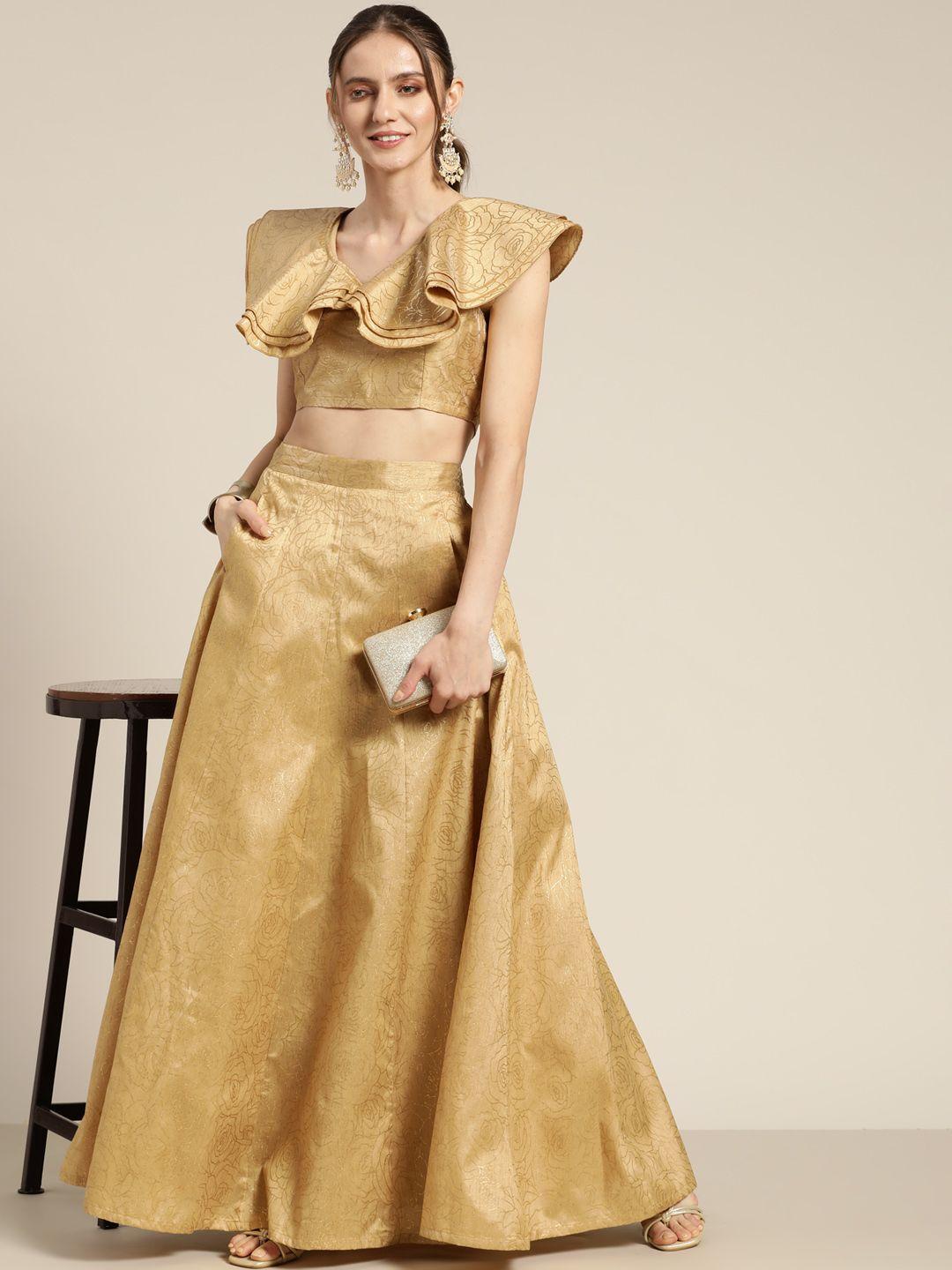 shae by sassafras gold-toned printed ready to wear lehenga