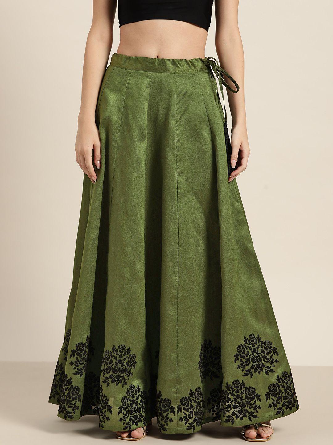 shae by sassafras green & black border printed anarkali skirt