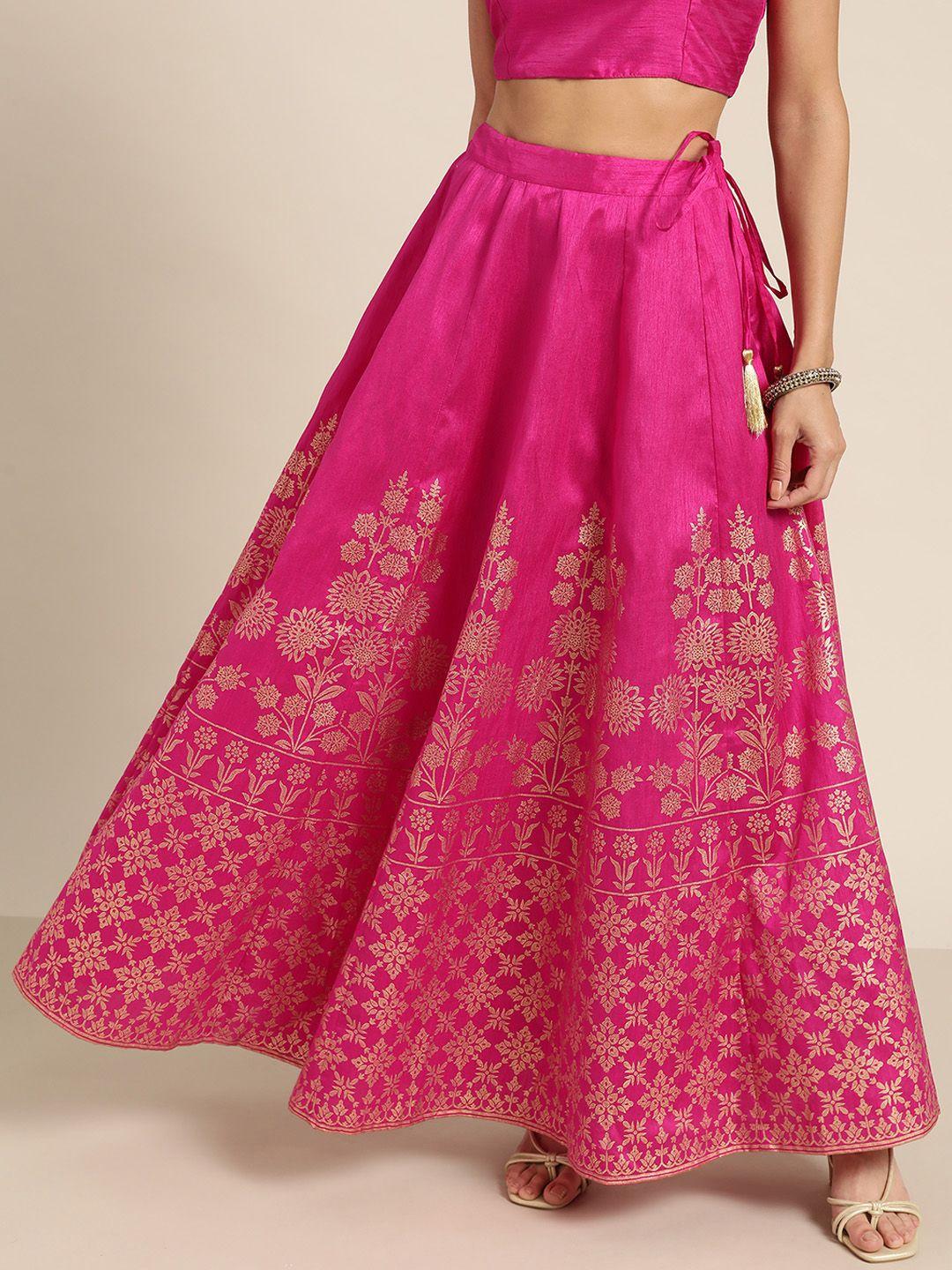 shae by sassafras pink & golden foil print flared maxi skirt