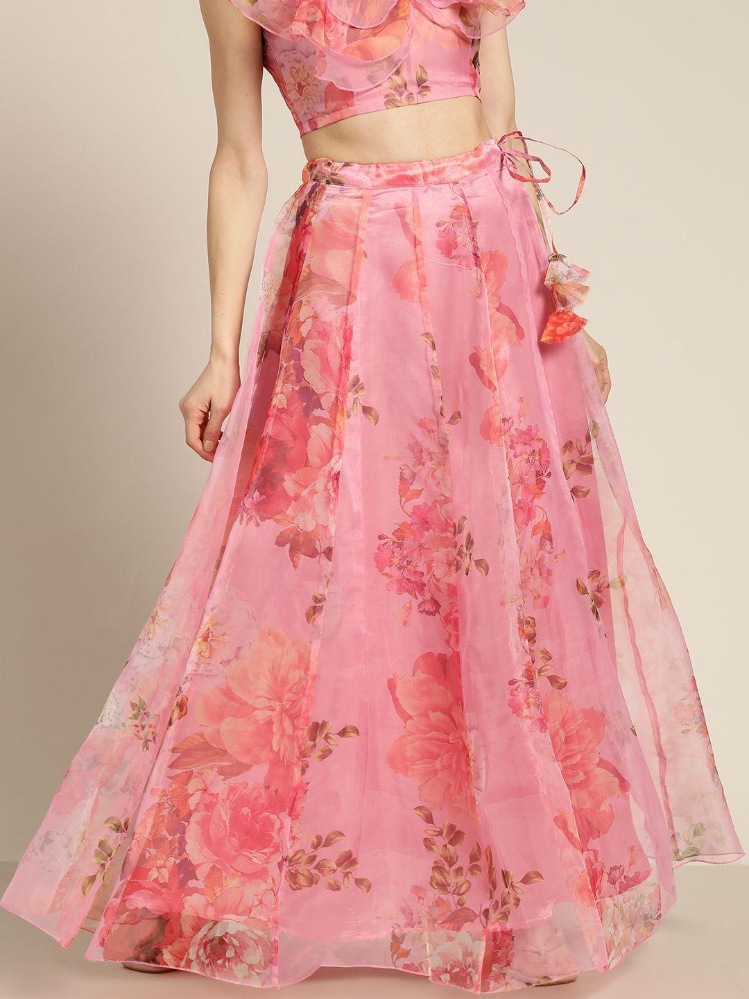 shae by sassafras pink floral organza flared skirt