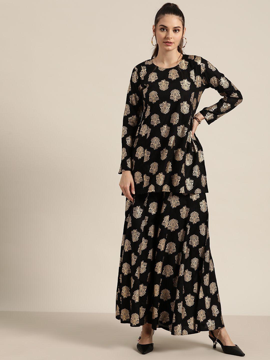 shae-by-sassafras-women-black-&-golden-liva-ethnic-motif-printed-tunic-with-palazzos