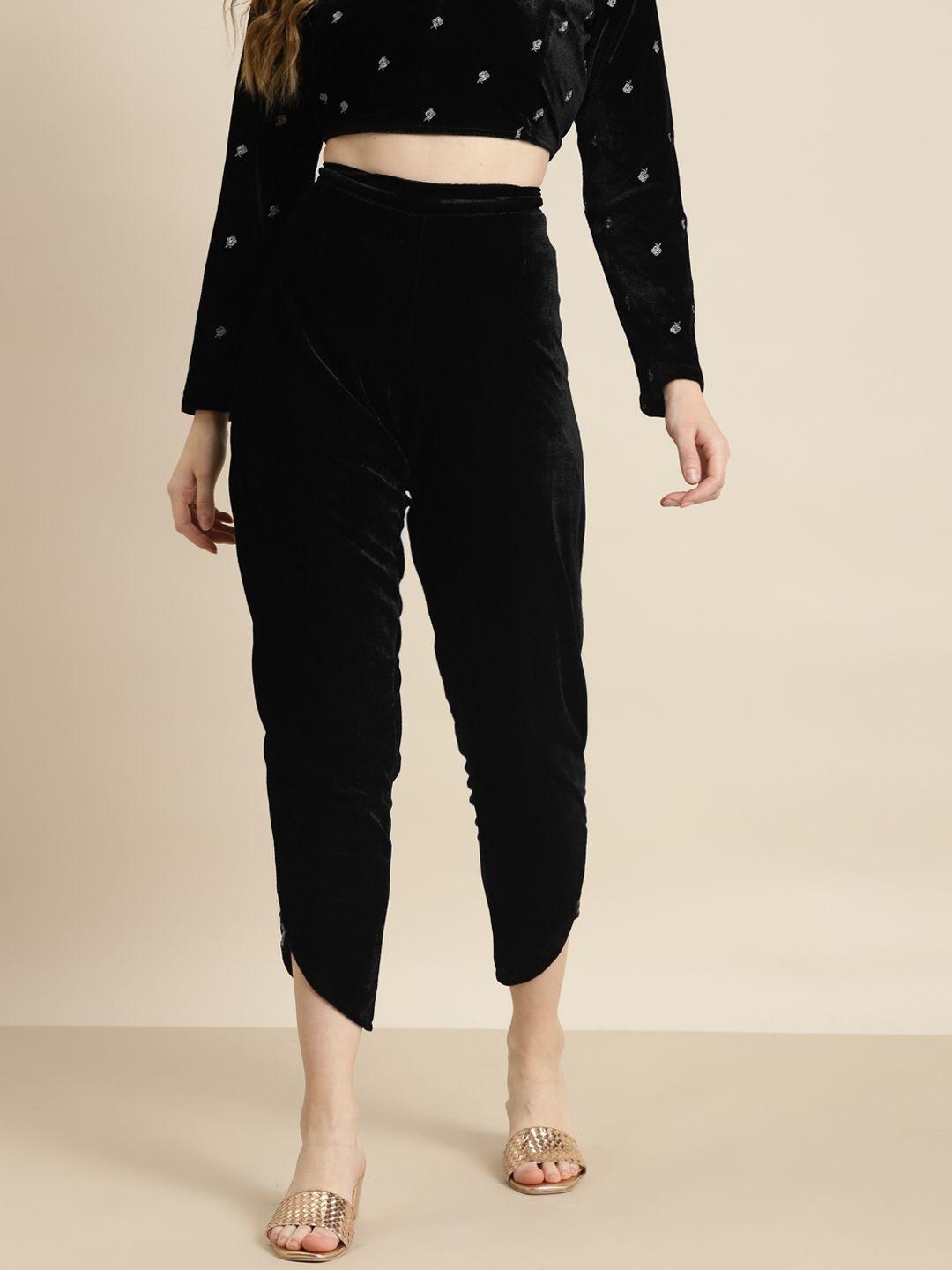 shae by sassafras women black embroidered trousers