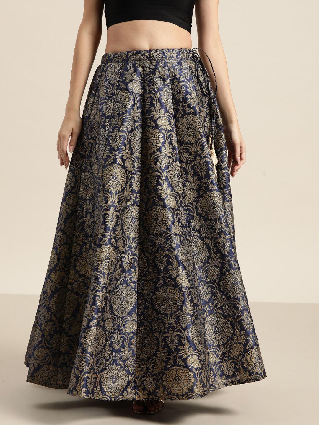 shae by sassafras women deep navy blue floral skirt