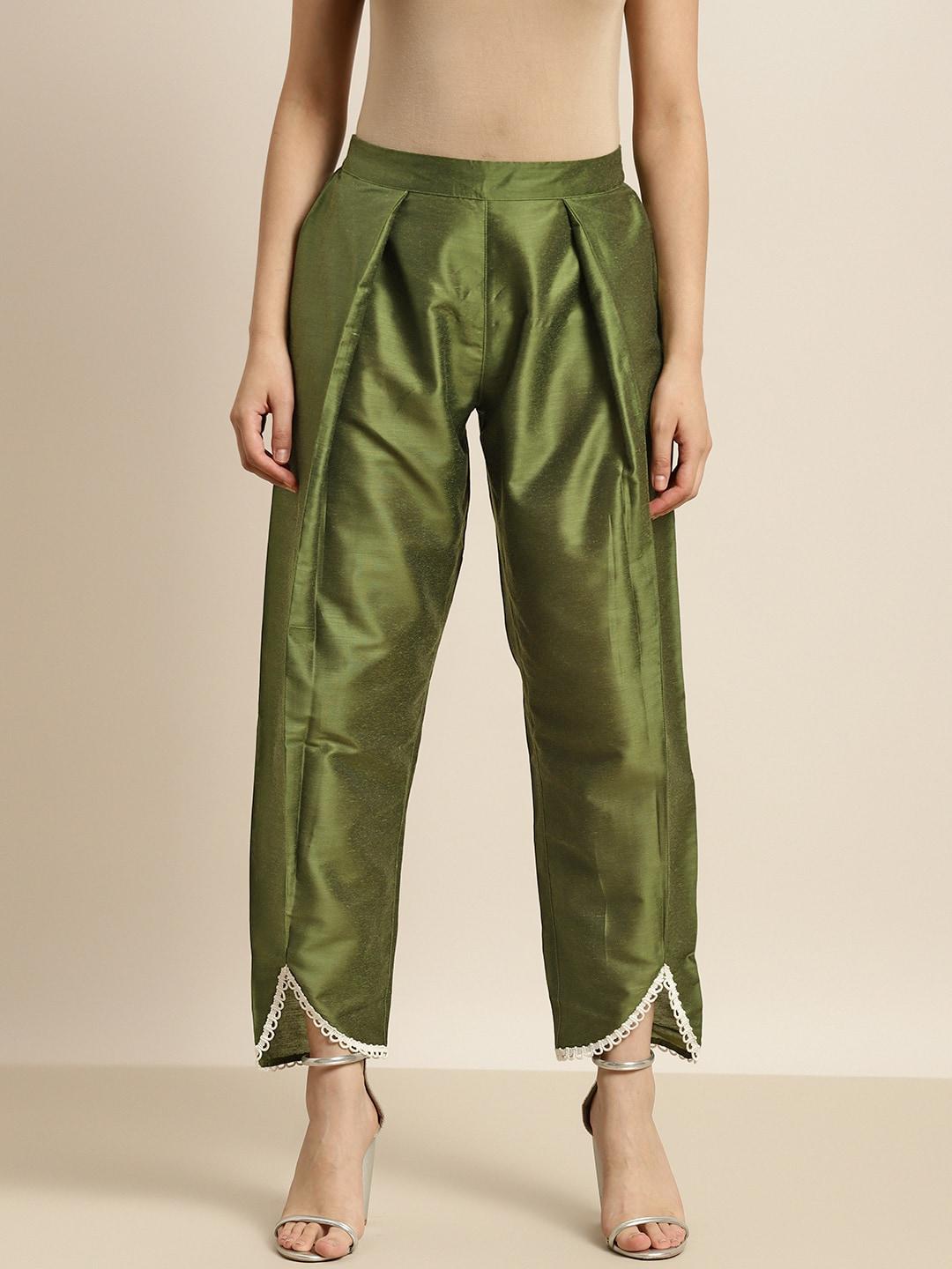 shae by sassafras women olive green comfort trousers
