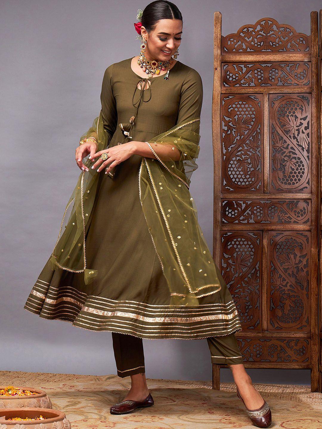 shae by sassafras anarkali gotta patti kurta with trousers & dupatta