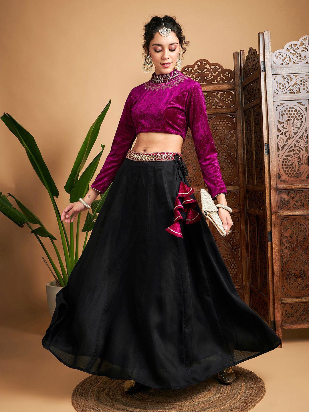 shae by sassafras black embroidered ready to wear lehenga &