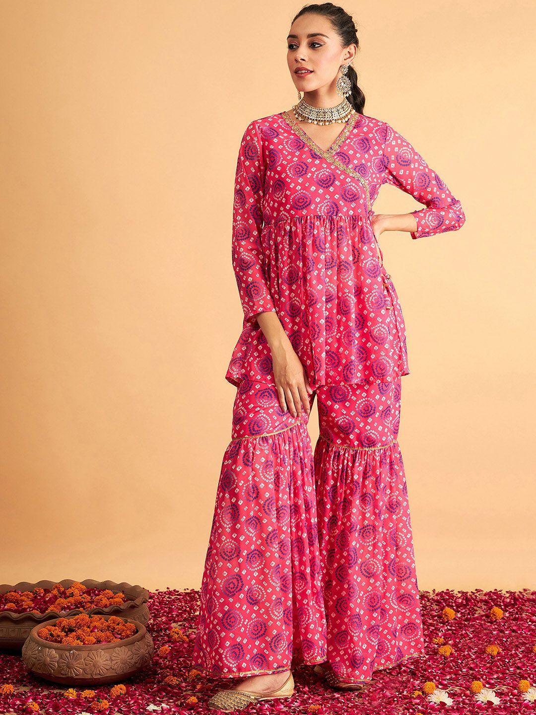 shae by sassafras ethnic motif printed top with sharara co-ords