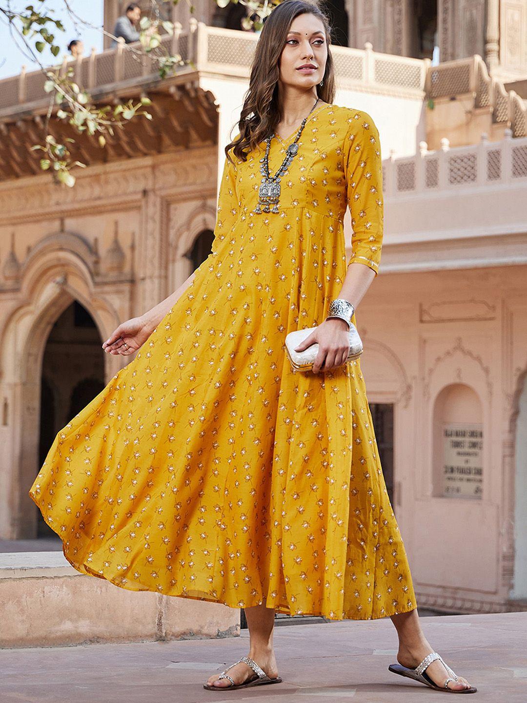 shae by sassafras floral chanderi silk anarkali kurta