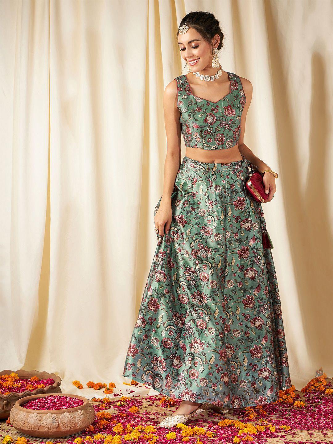 shae by sassafras floral printed ready to wear lehenga & crop top