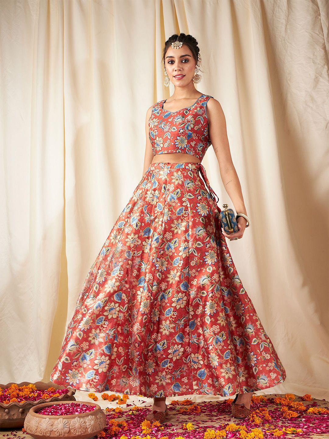 shae by sassafras floral printed ready to wear lehenga & crop top