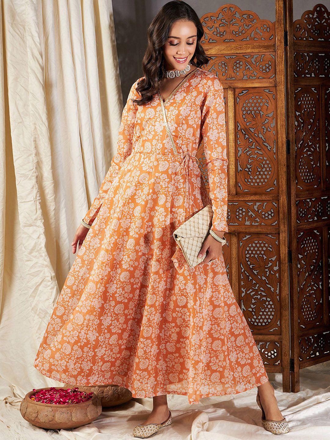 shae by sassafras floral printed wrap anarkali maxi dress