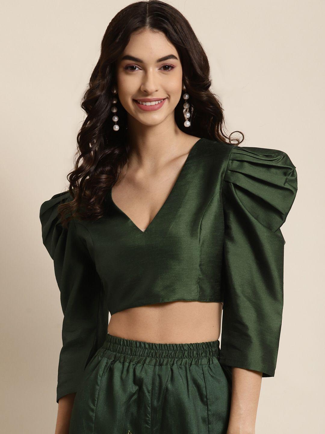 shae by sassafras green solid regular crop top