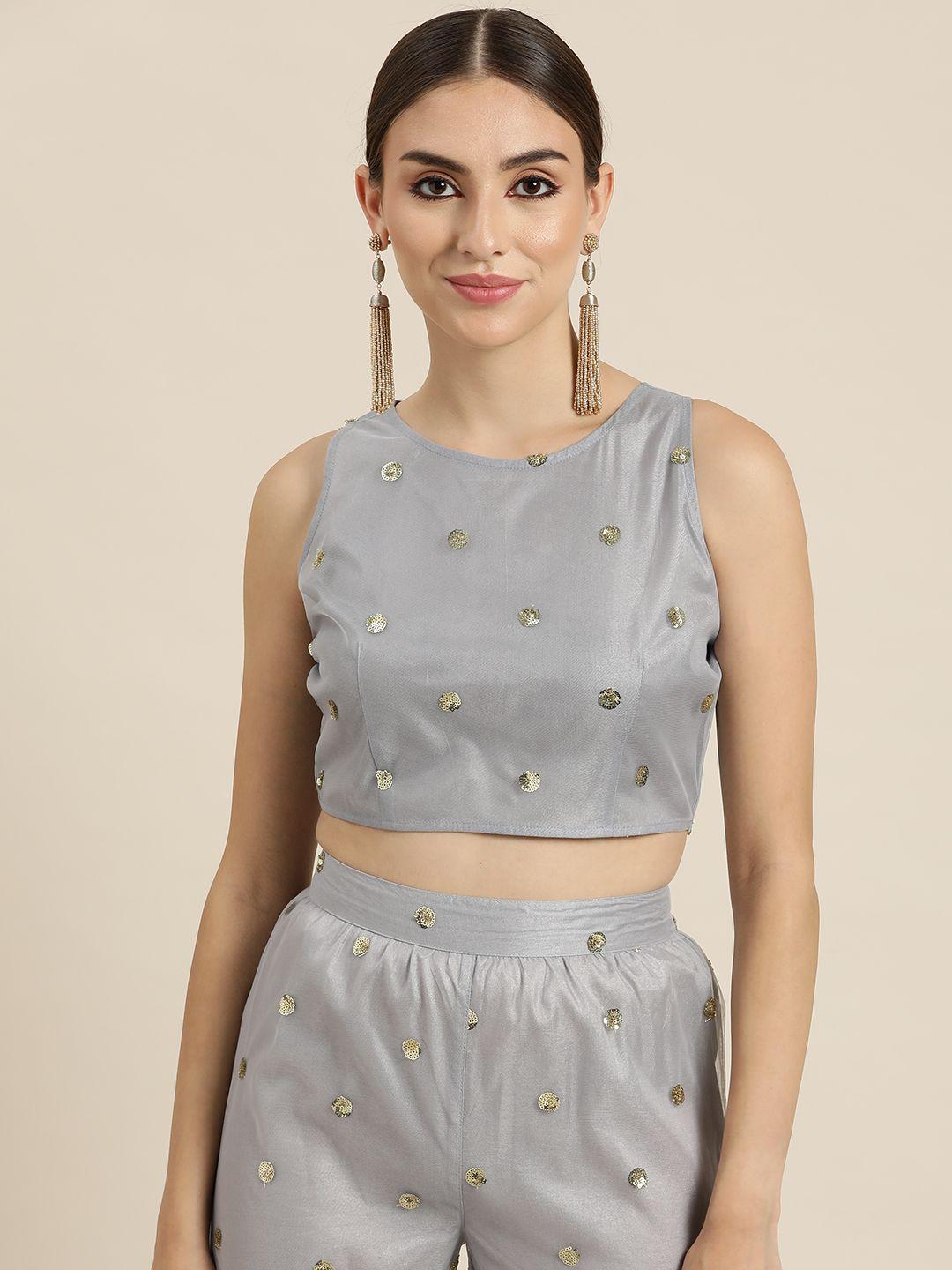 shae by sassafras grey embellished crop top