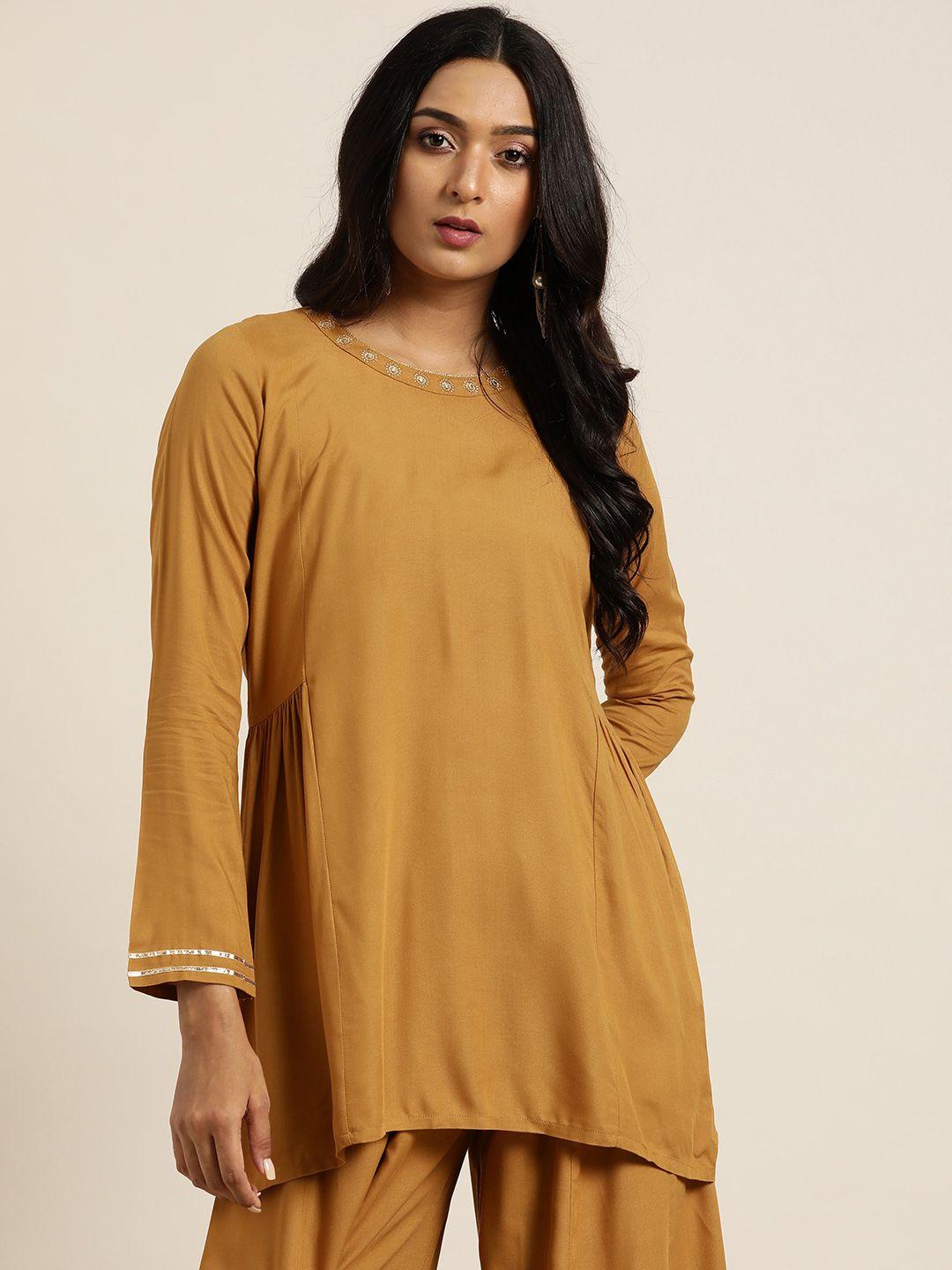 shae by sassafras mustard yellow solid liva asymmetric tunic