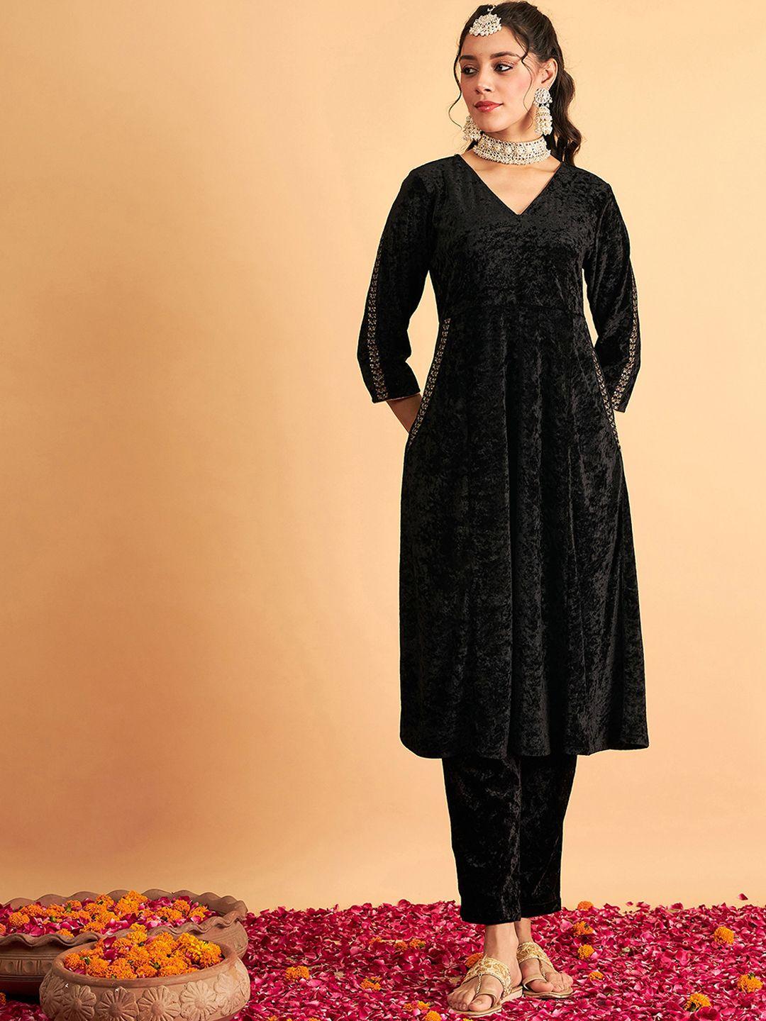 shae by sassafras v-neck thread work a-line kurta