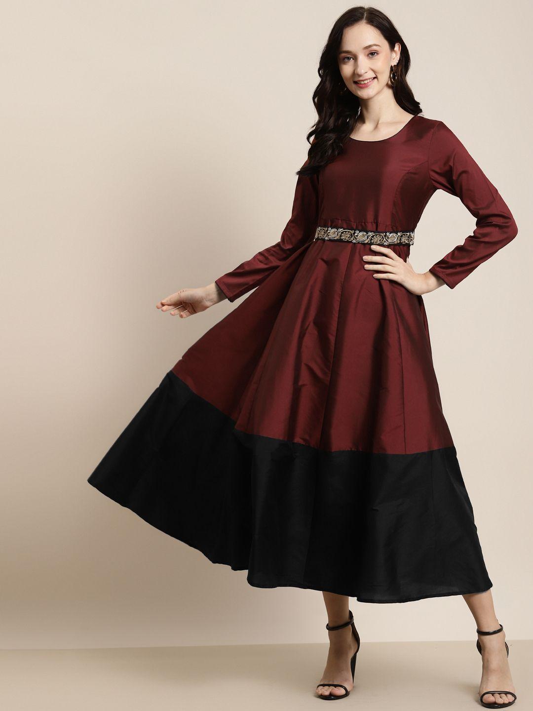 shae by sassafras women charming maroon solid co-ords dress