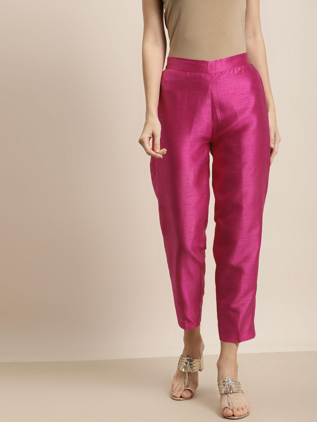 shae by sassafras women fuchsia tapered fit cigerette trousers