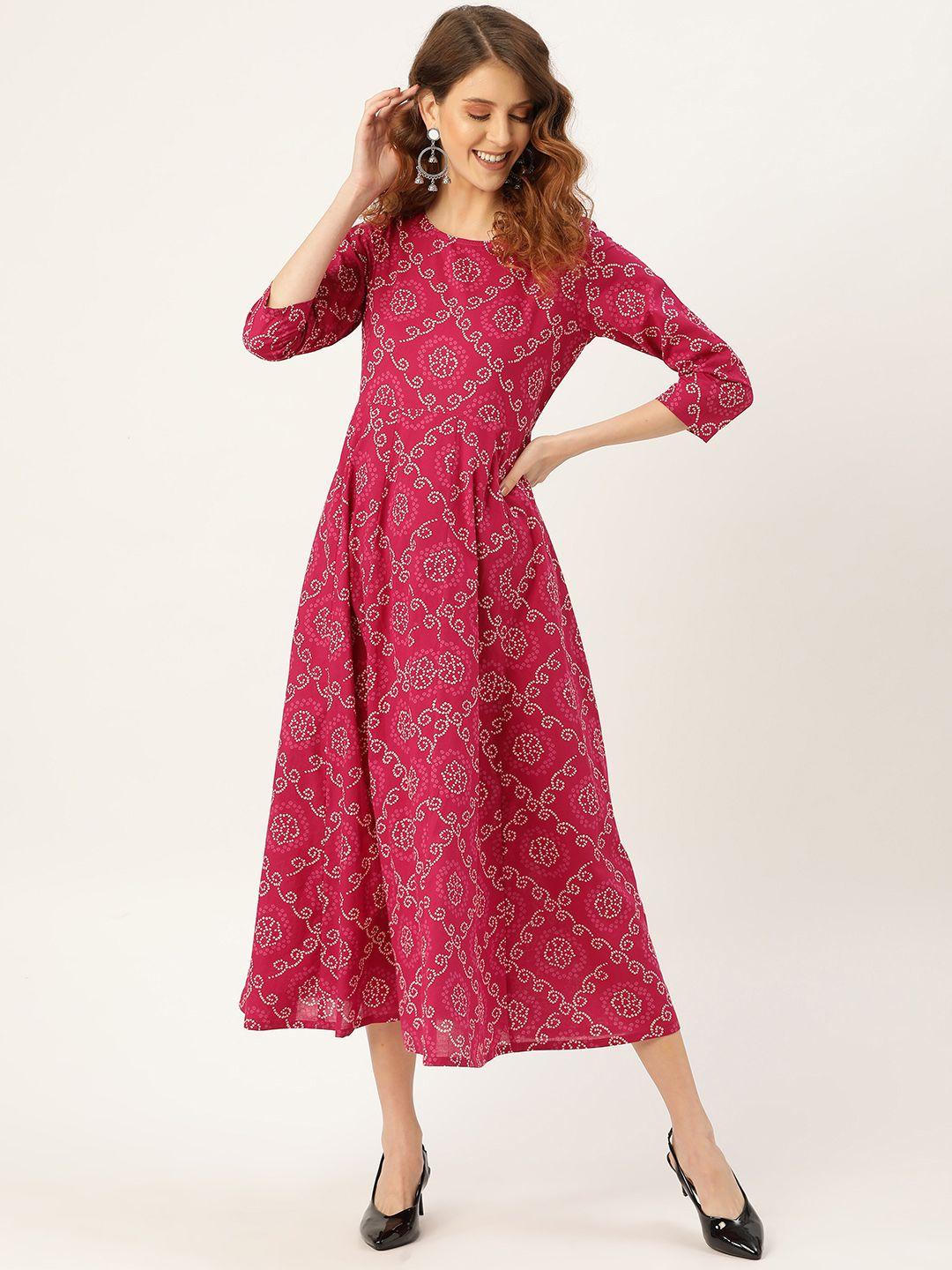 shae by sassafras women magenta bandhani print a-line dress