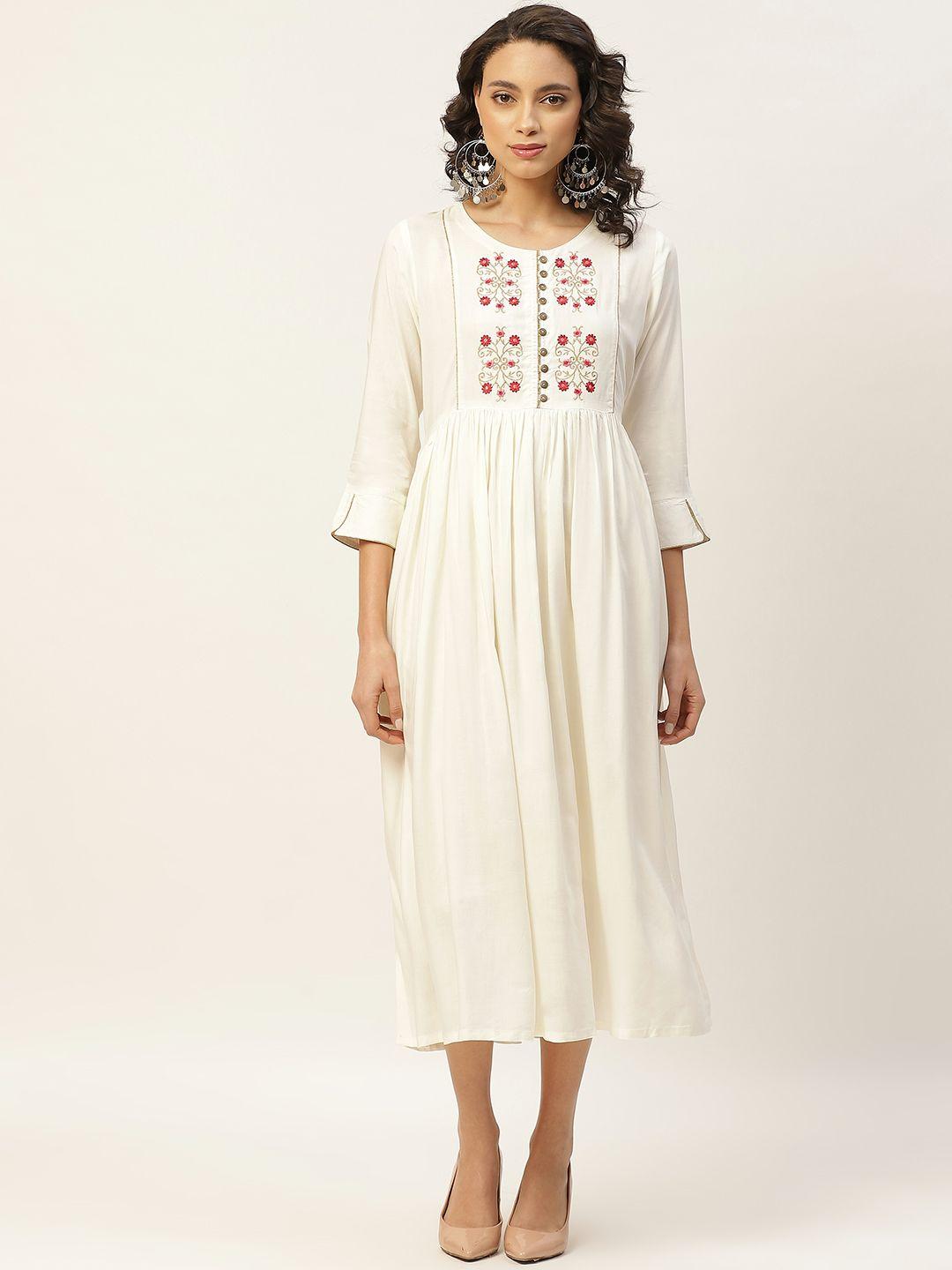 shae by sassafras women off-white embroidered a-line dress